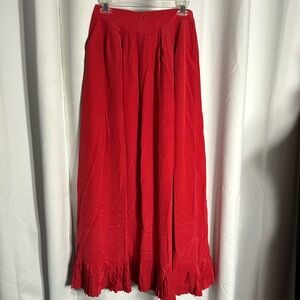 100% silk red maxi skirt